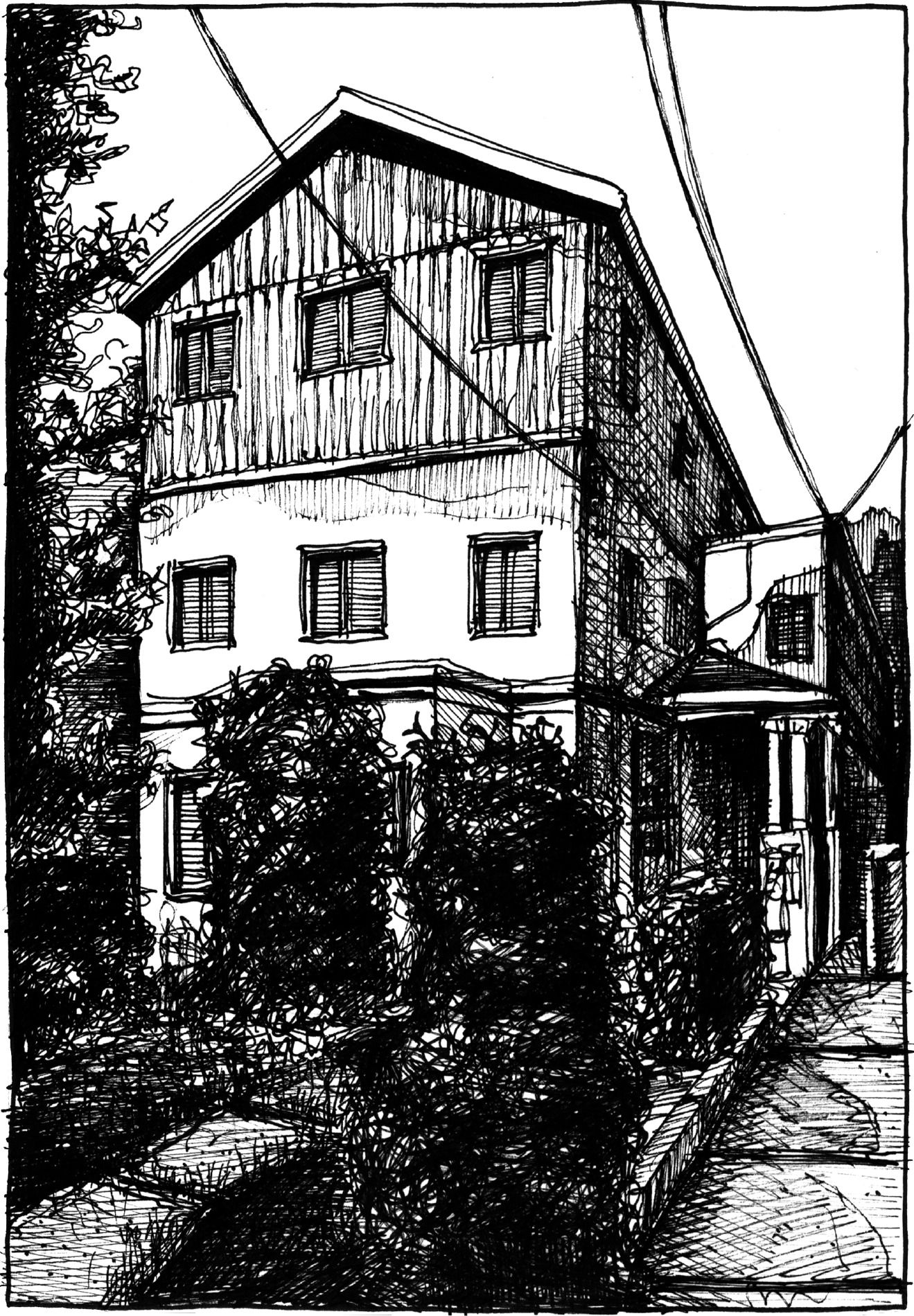 Benvenue Ave - Drawing by Camillo Visini