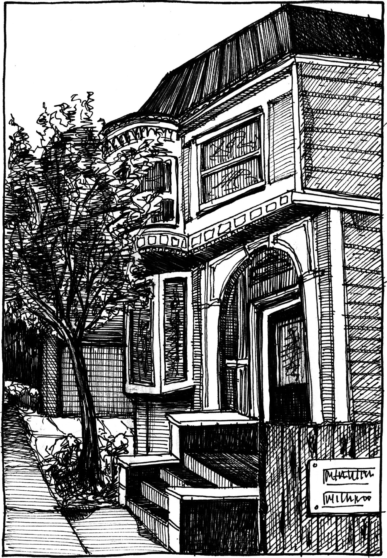 Shattuck Ave - Drawing by Camillo Visini