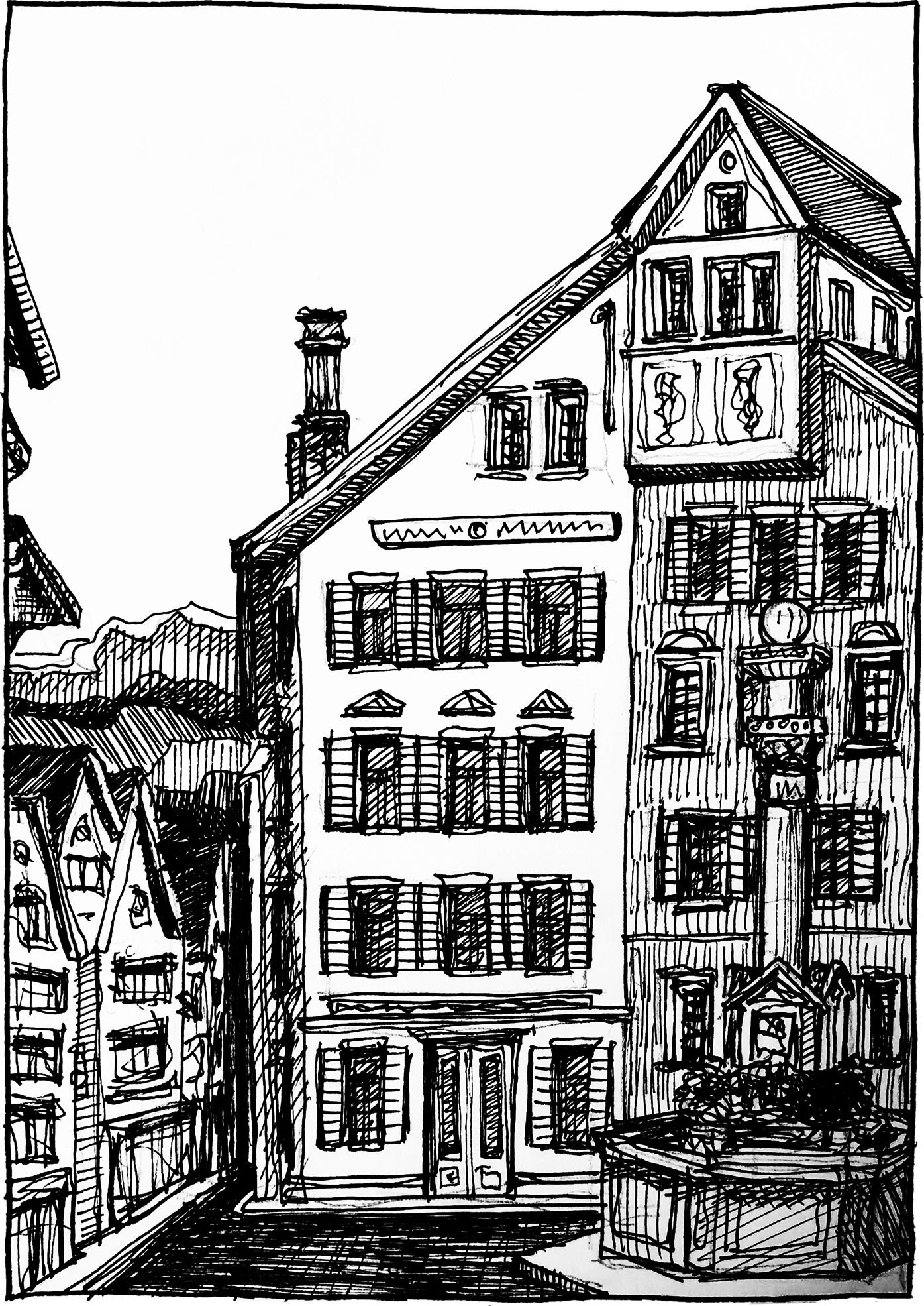 Webergasse 23 - Drawing by Camillo Visini