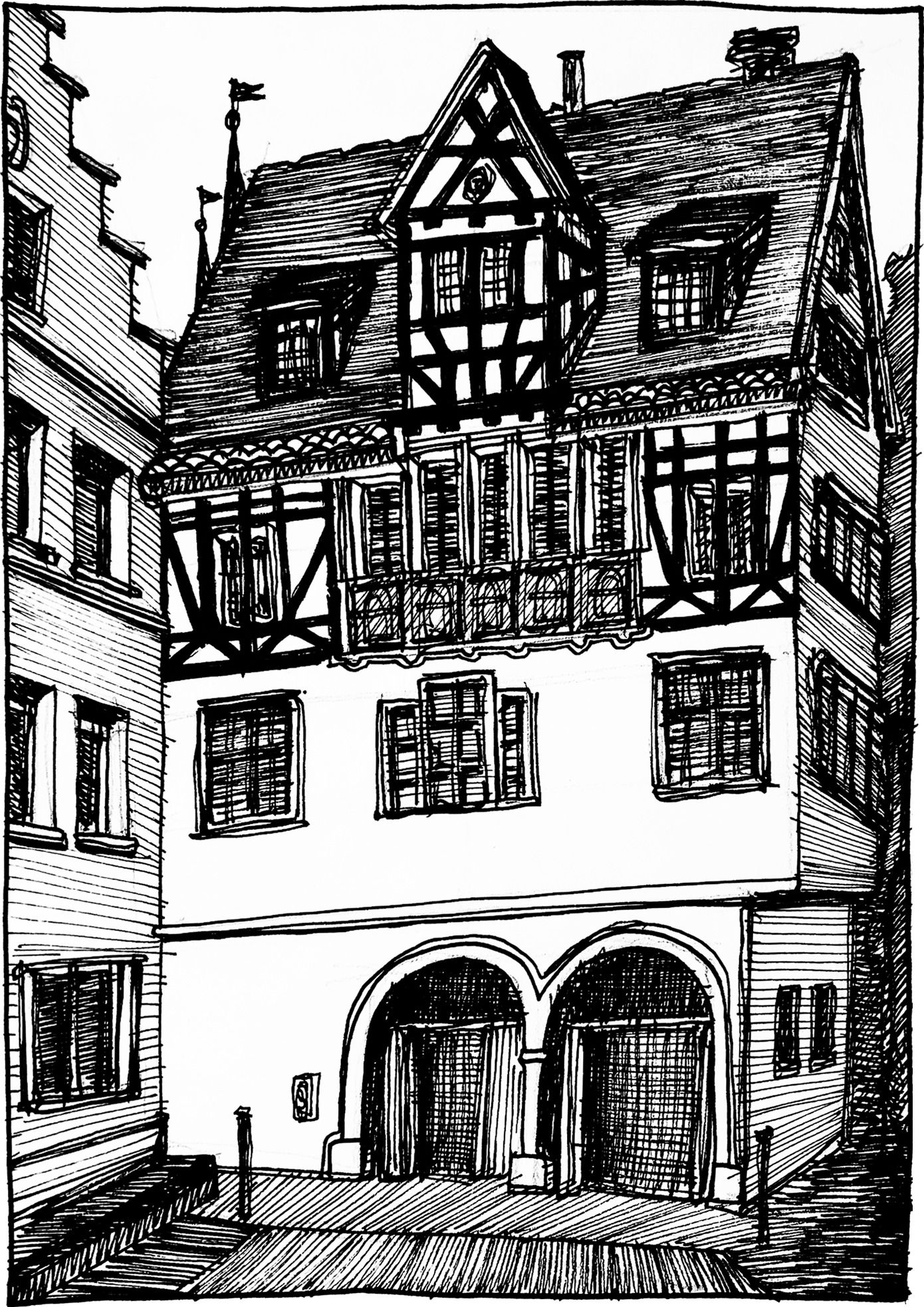 Katharinengasse 15 - Drawing by Camillo Visini