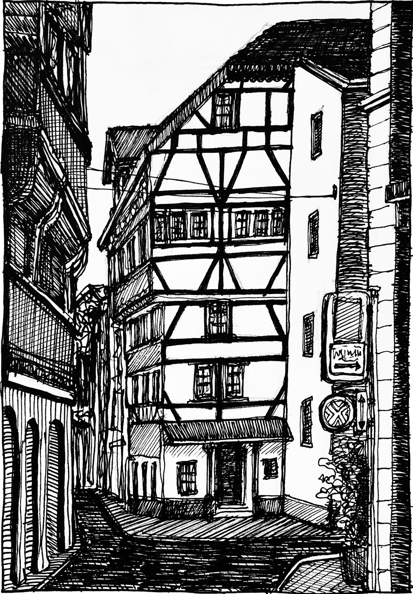 Webergasse 30 - Drawing by Camillo Visini