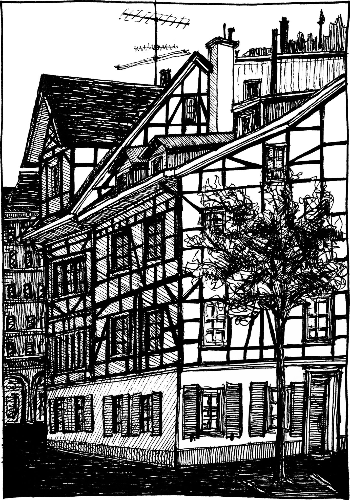 Schmiedgasse 32 - Drawing by Camillo Visini