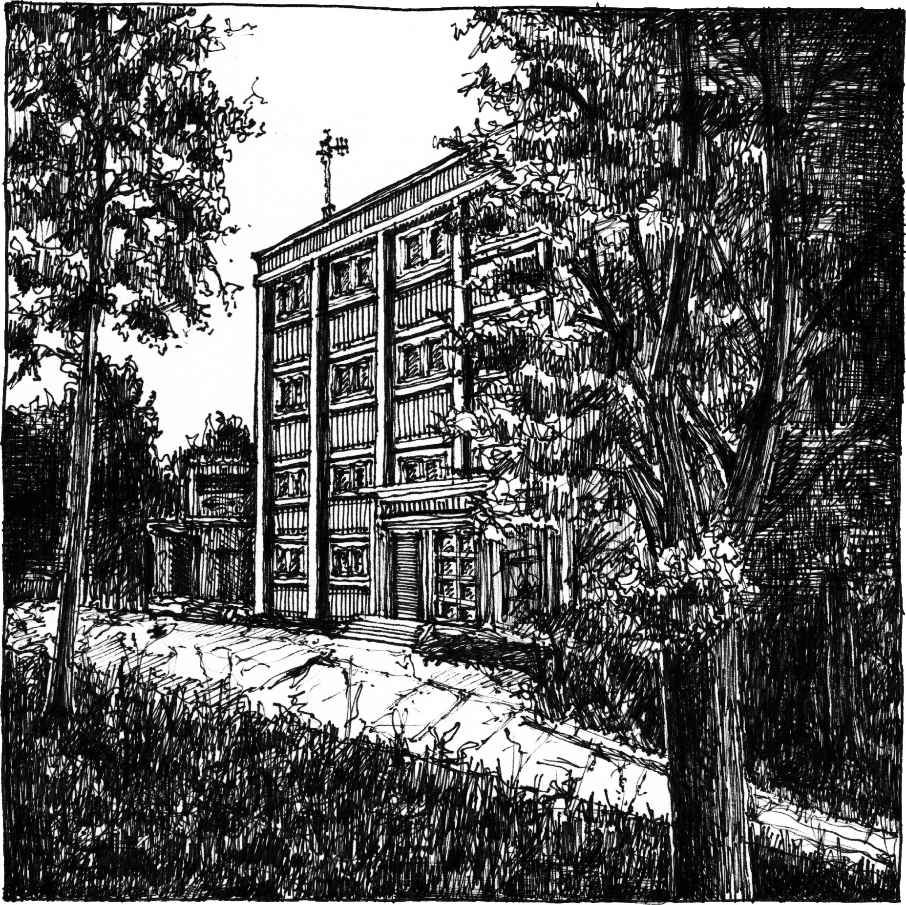 Administrative Building - Drawing by Camillo Visini