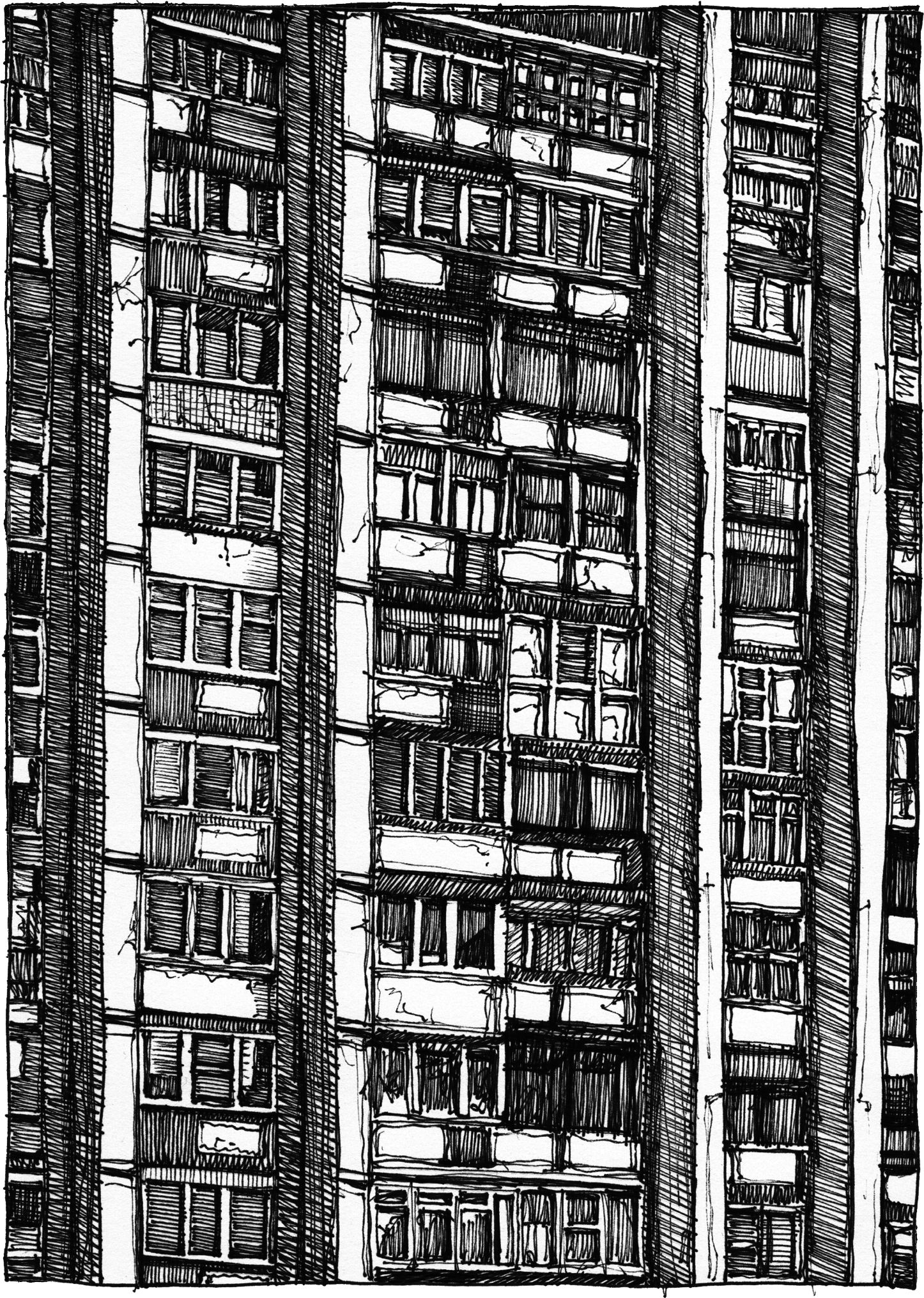 Apartment Complex - Standard Utility - Drawing by Camillo Visini