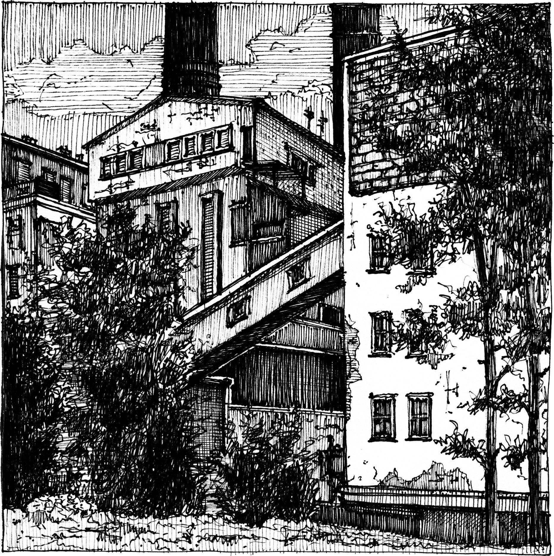 Shale Power Plant - Drawing by Camillo Visini