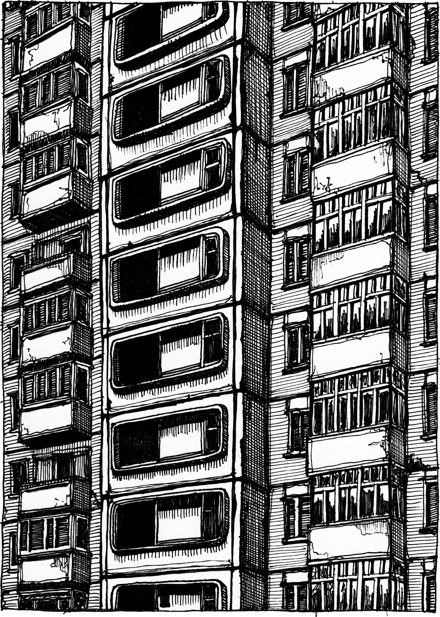 Apartment Complex - Drawing by Camillo Visini