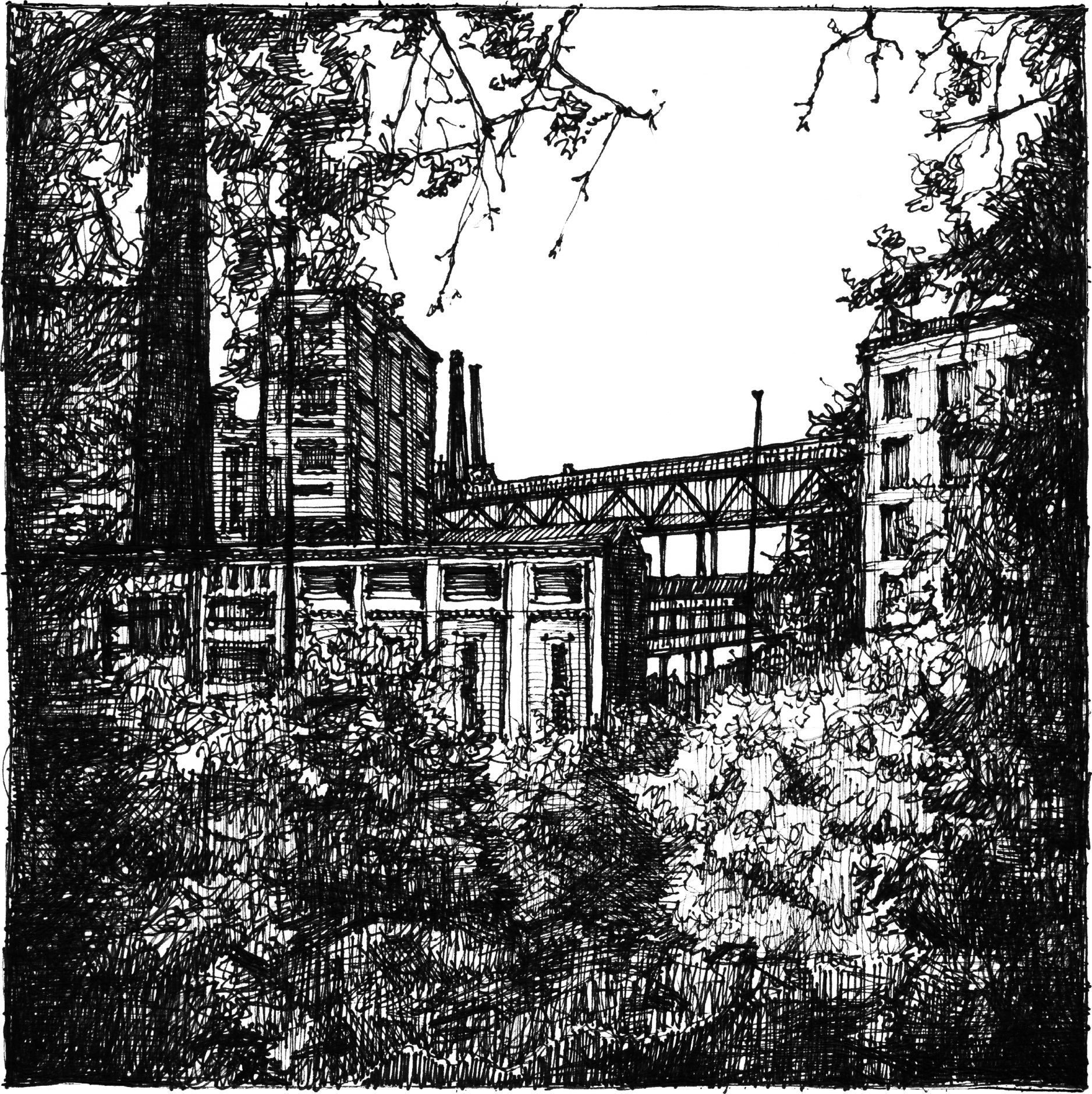 Shale Factory - Baltic Roadside - Drawing by Camillo Visini