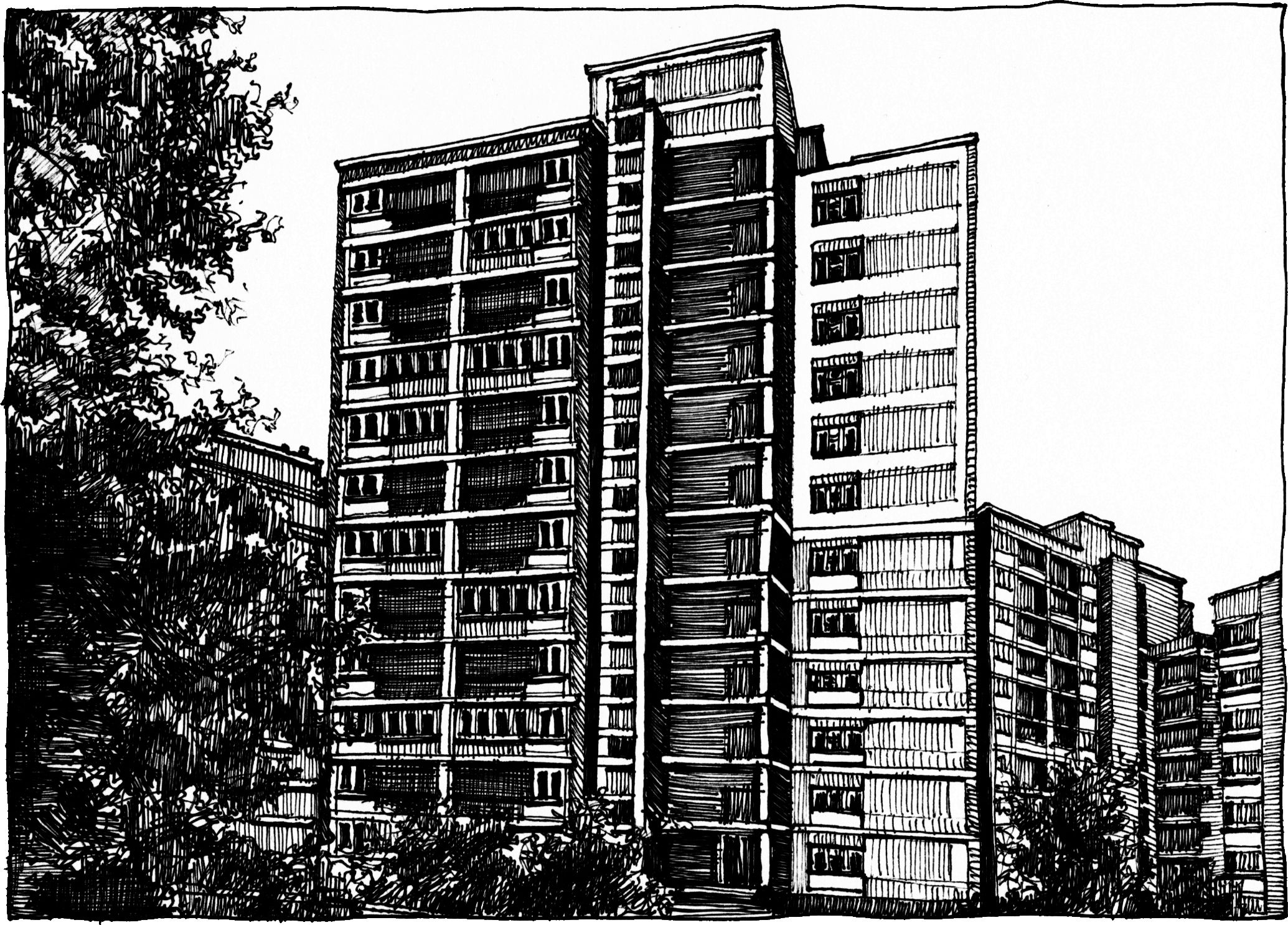 Apartment Complex - Drawing by Camillo Visini