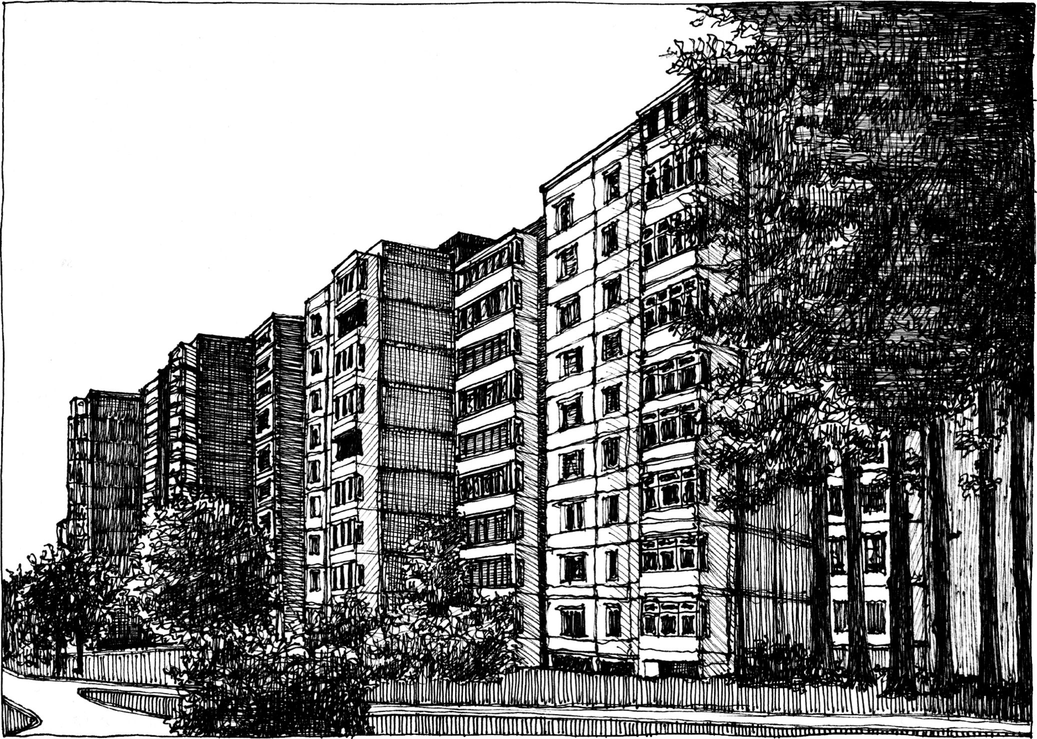 Apartment Complex - Drawing by Camillo Visini