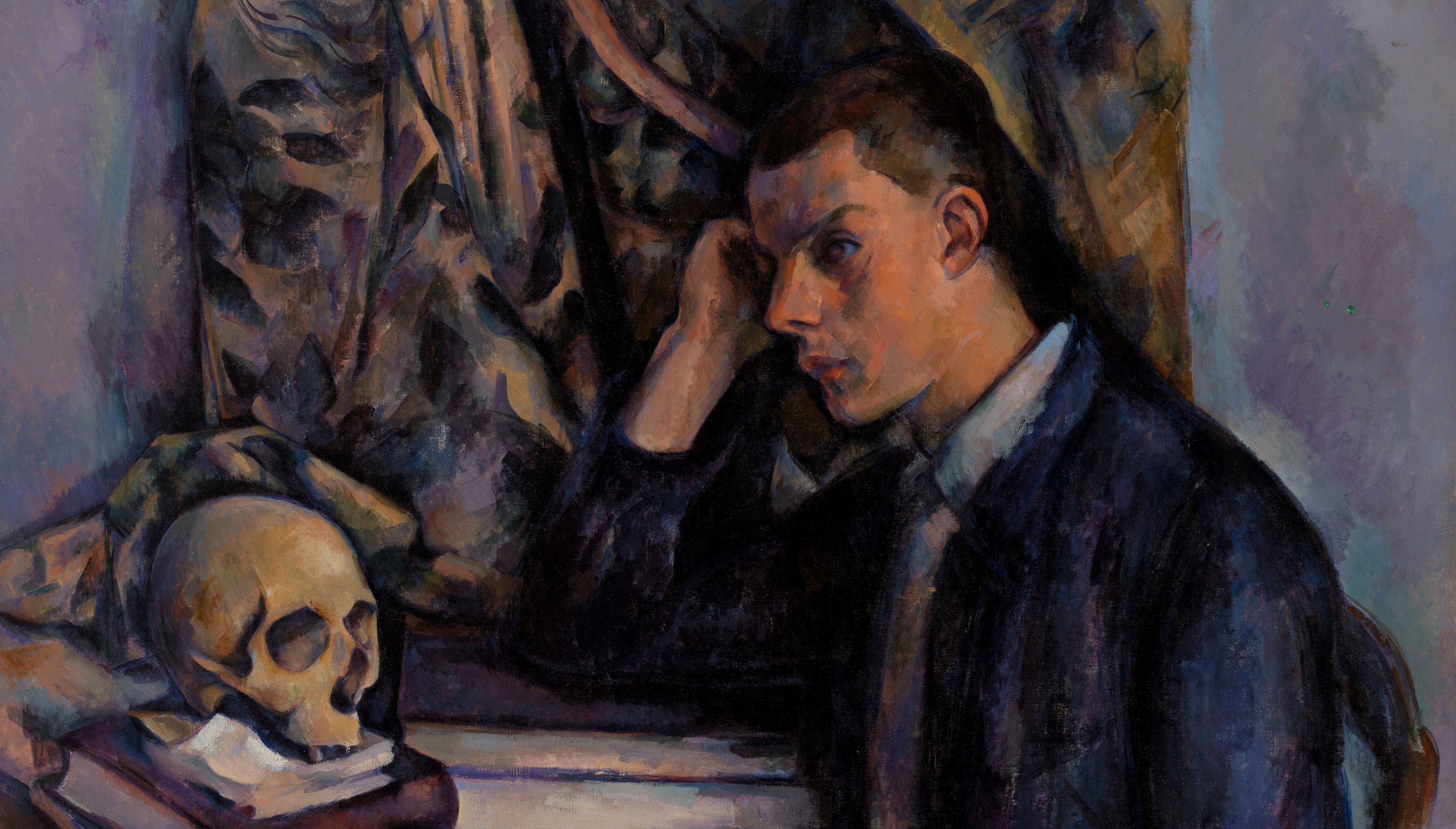 Painting - Young Man and Skull, Detail by Paul Cézanne (1898)