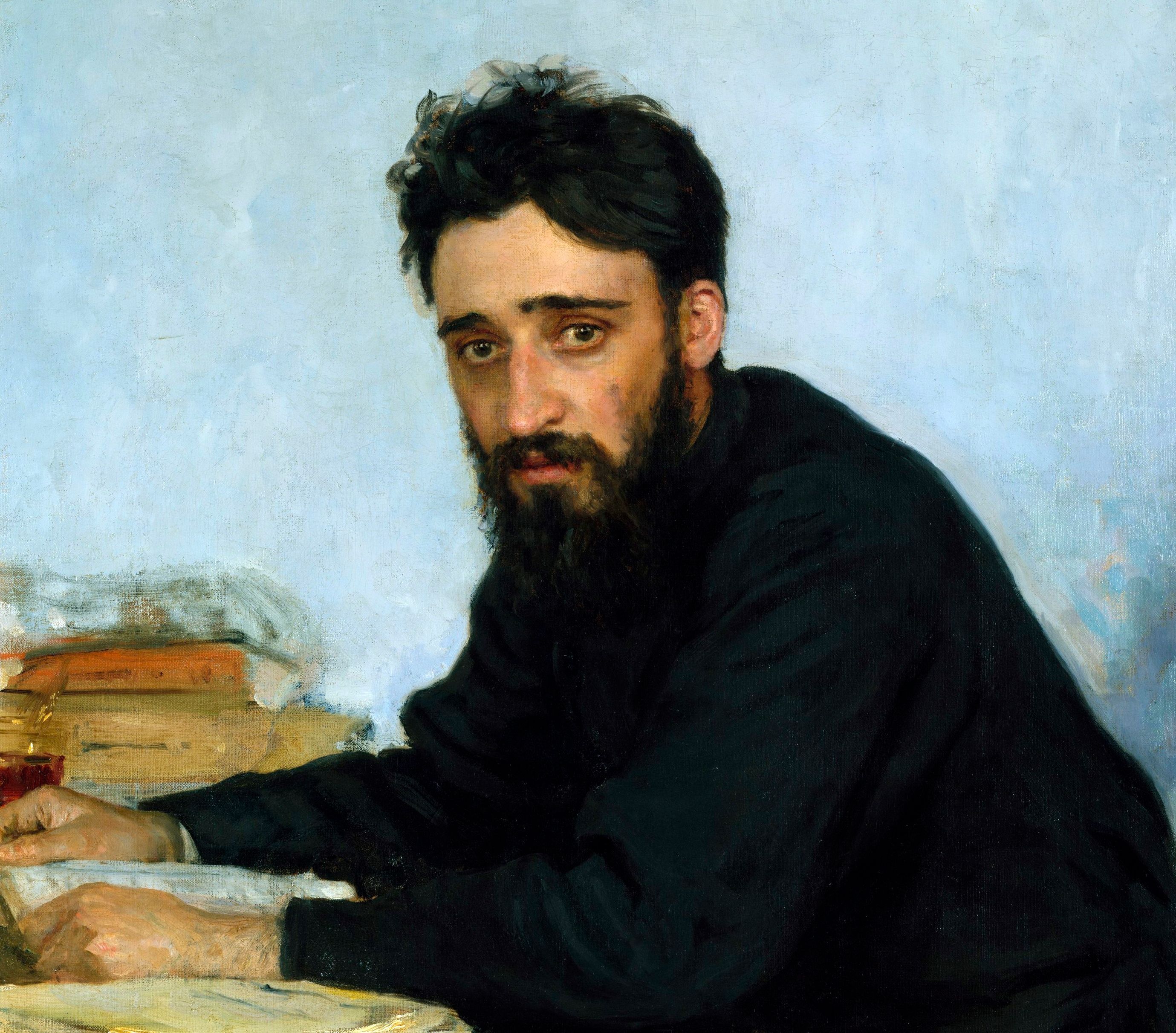 Painting - Portrait of Vsevolod Mikhailovich Garshin by Ilia Repin (1884)